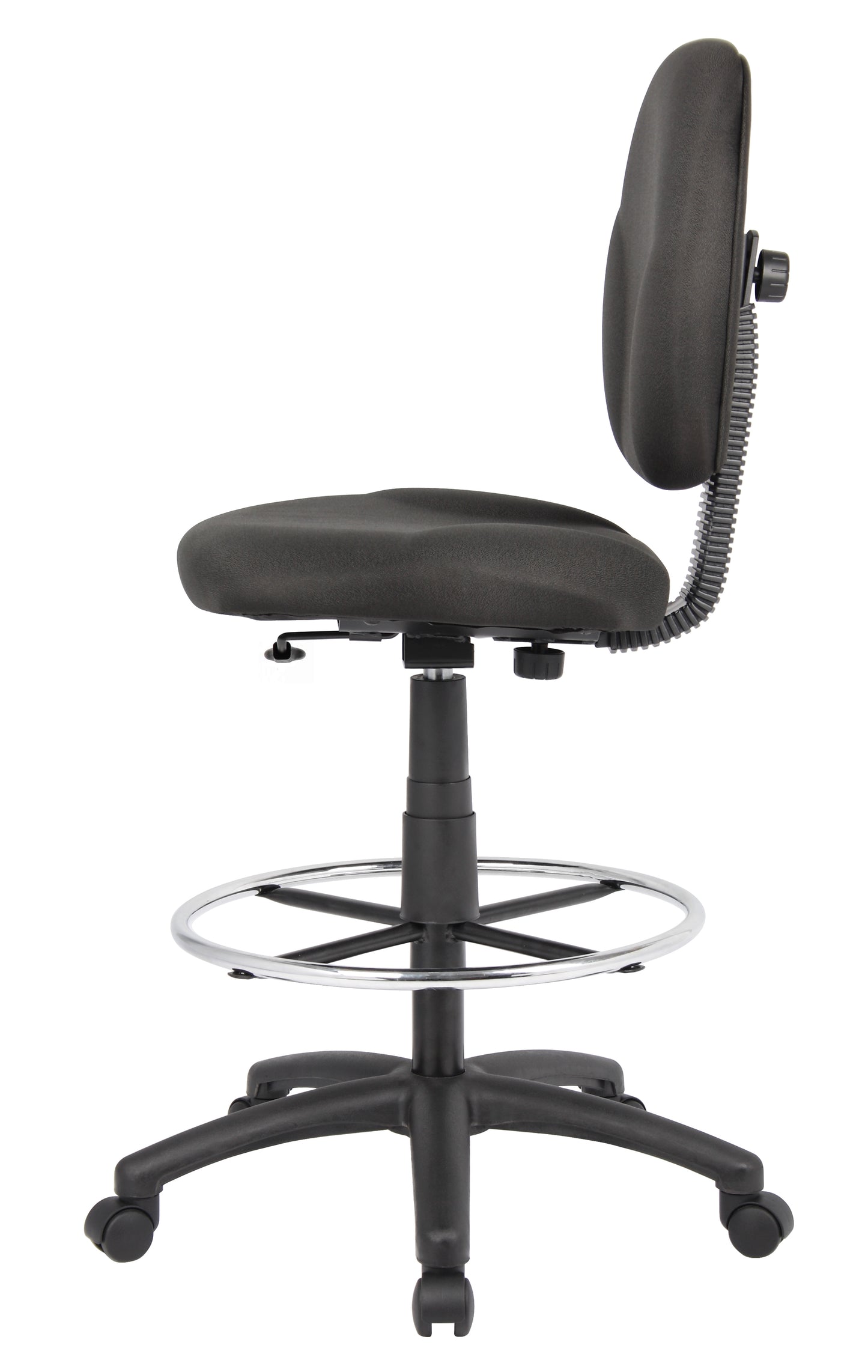 Boss Stand Up Fabric Drafting Stool with Foot Rest, Black