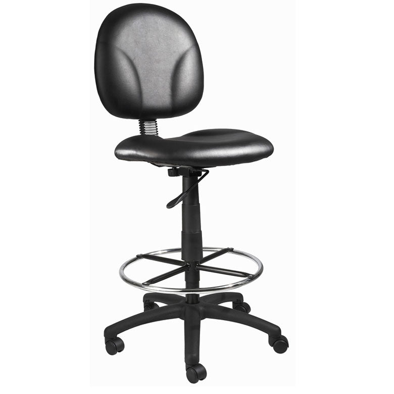 Boss Stand Up Drafting Stool with Foot Rest Black Antimicrobial Vinyl