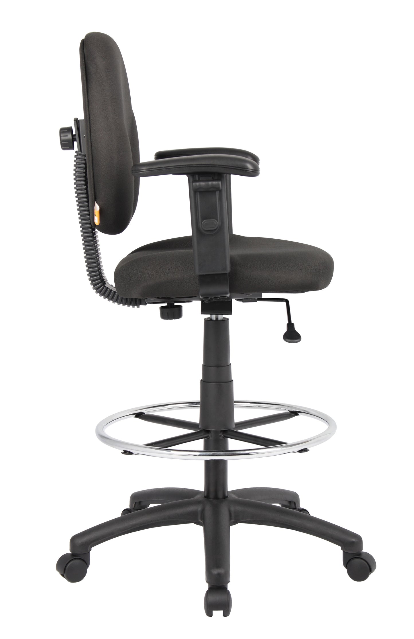 Boss Stand Up Fabric Drafting Stool with Foot Rest, Black