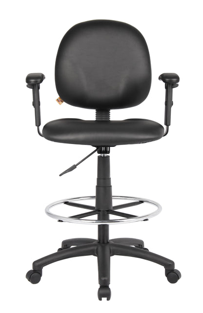 Boss Stand Up Drafting Stool with Foot Rest Black Antimicrobial Vinyl