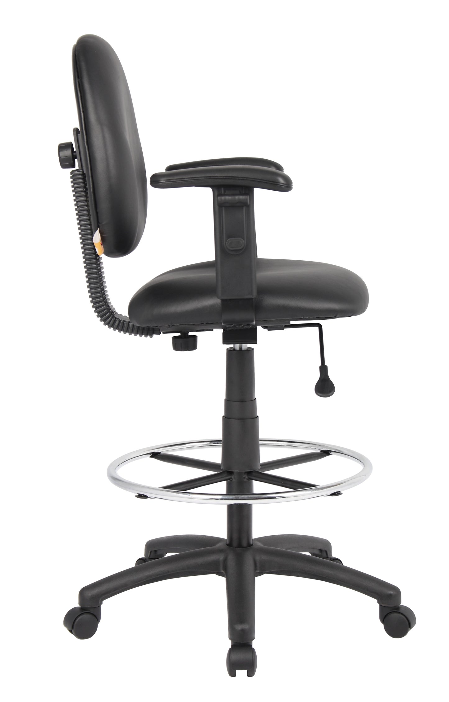 Boss Stand Up Drafting Stool with Foot Rest Black Antimicrobial Vinyl