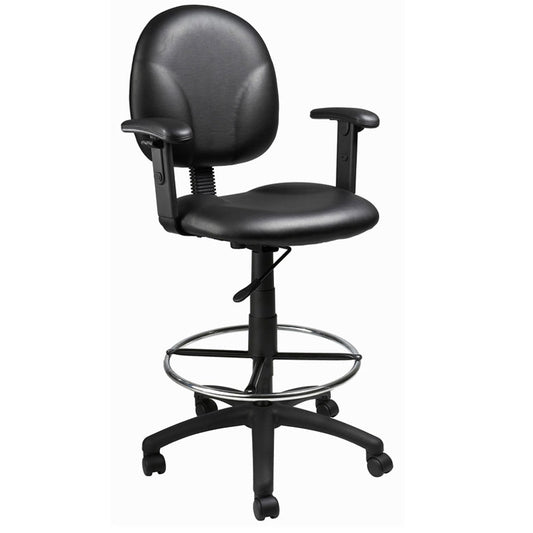 Boss Stand Up Drafting Stool with Foot Rest Black Antimicrobial Vinyl