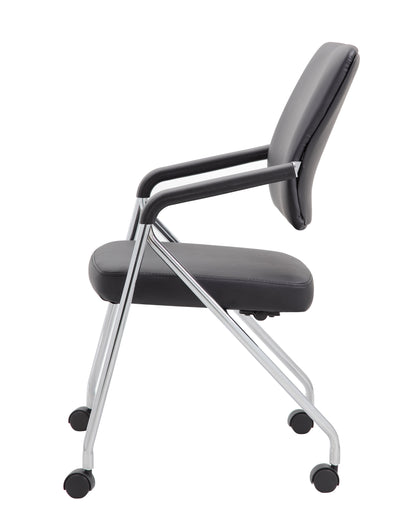 Boss Black CaressoftPlus Vinyl Training Chair With Chrome Frame, (set of 2)