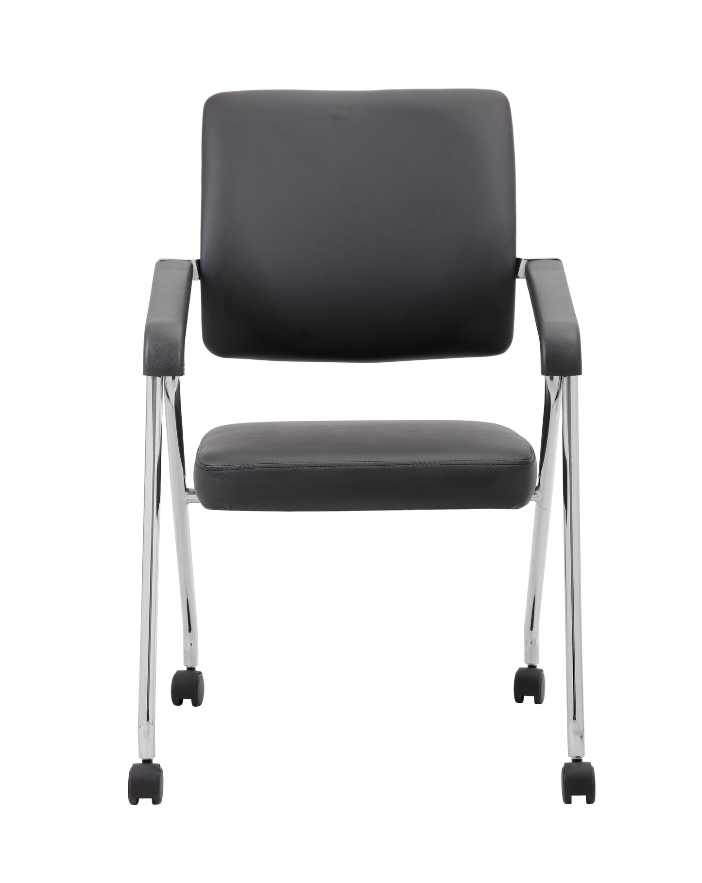 Boss Black CaressoftPlus Vinyl Training Chair With Chrome Frame, (set of 2)