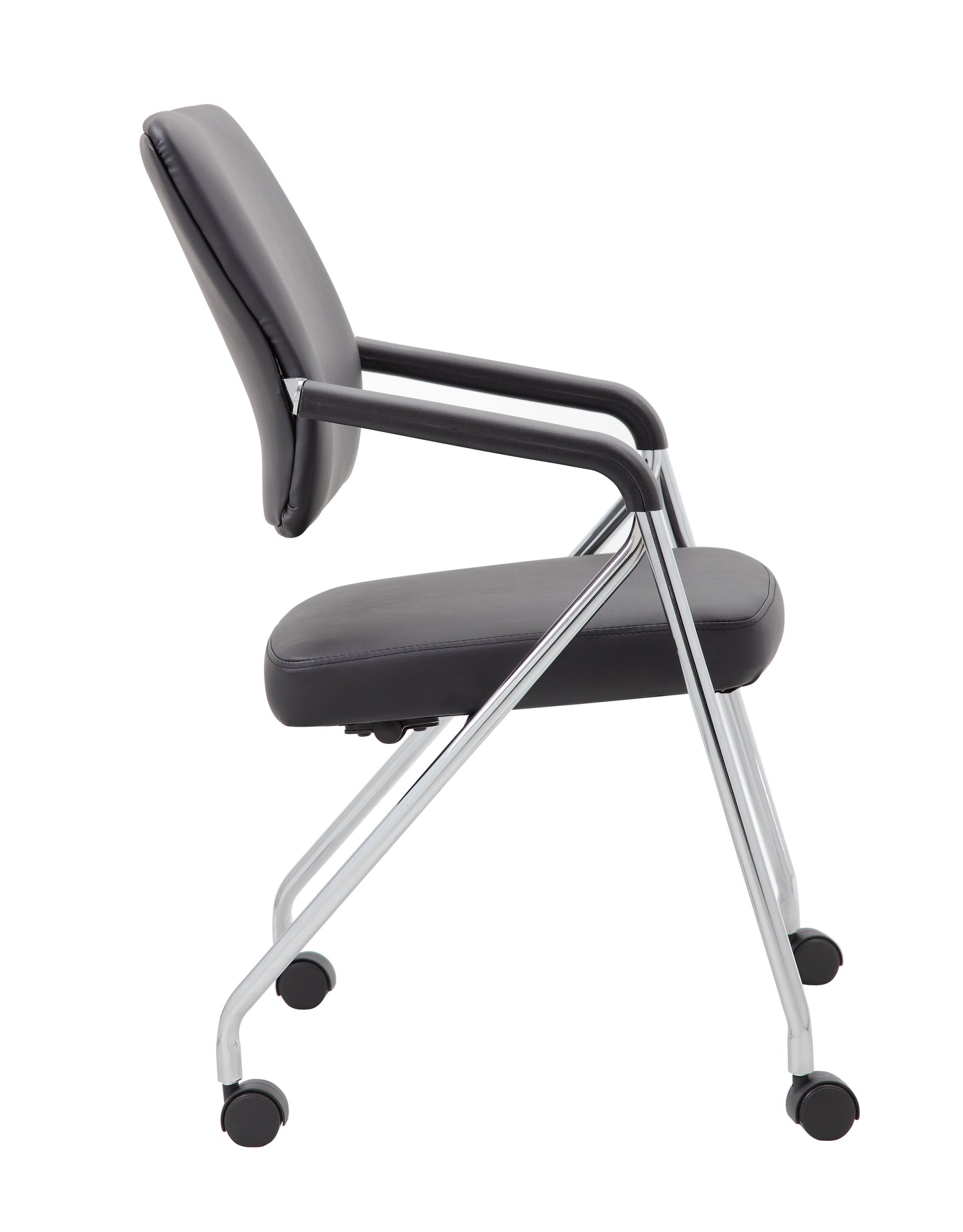 Boss Black CaressoftPlus Vinyl Training Chair With Chrome Frame, (set of 2)