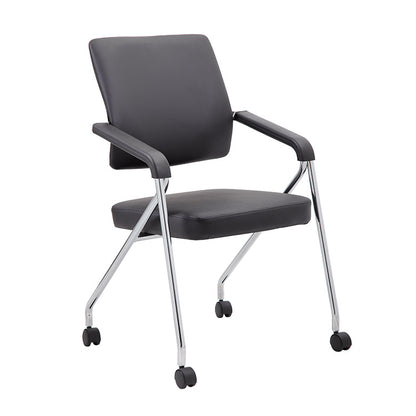 Boss Black CaressoftPlus Vinyl Training Chair With Chrome Frame, (set of 2)