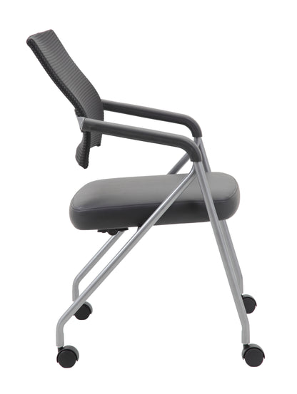 Boss Black Mesh Training Chair With Pewter Frame, (set of 2)