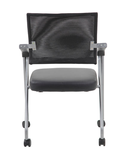 Boss Black Mesh Training Chair With Pewter Frame, (set of 2)