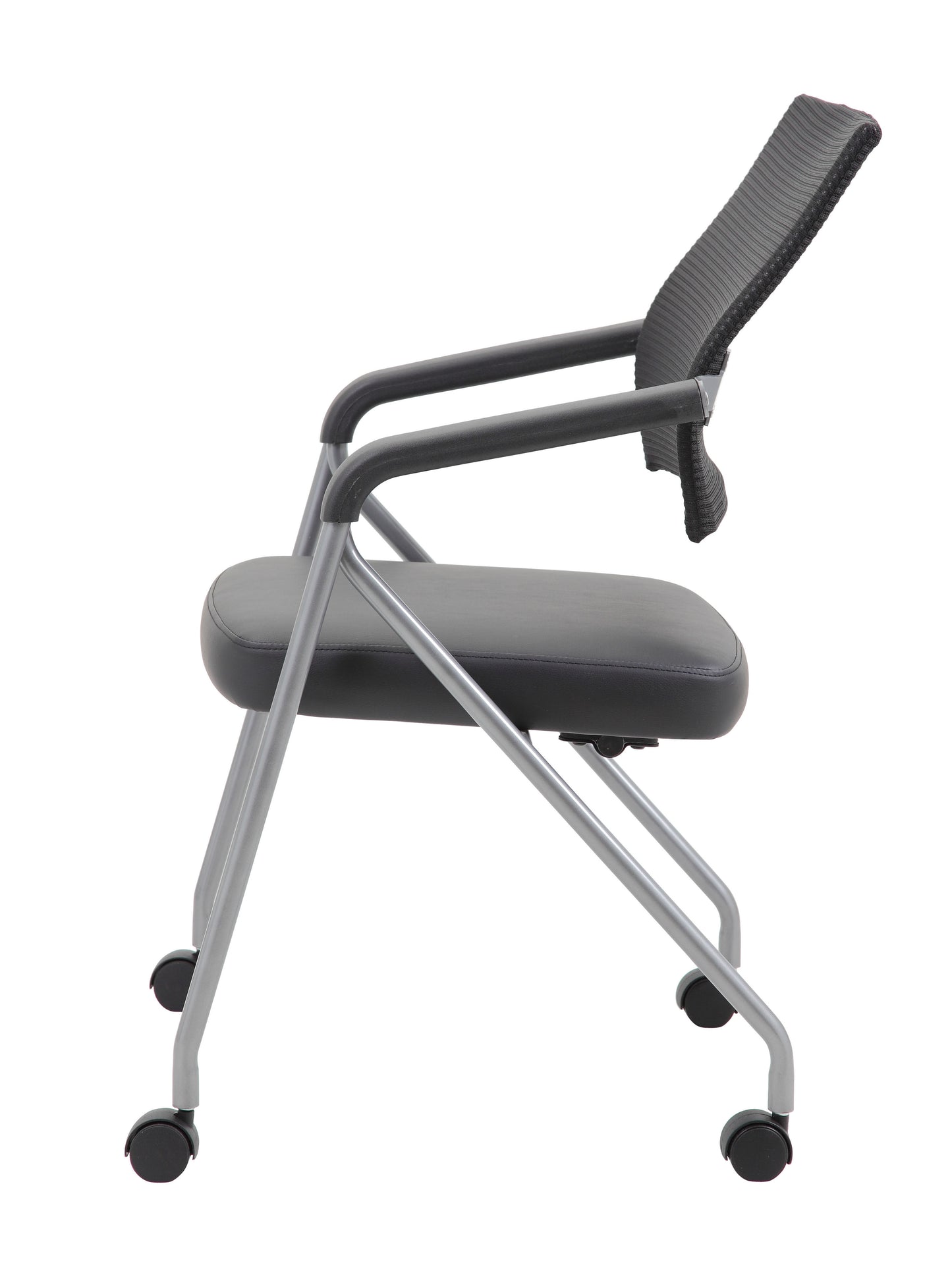 Boss Black Mesh Training Chair With Pewter Frame, (set of 2)