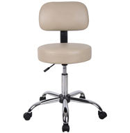 Boss Be Well Medical Spa Professional Adjustable Stool with Back, Beige