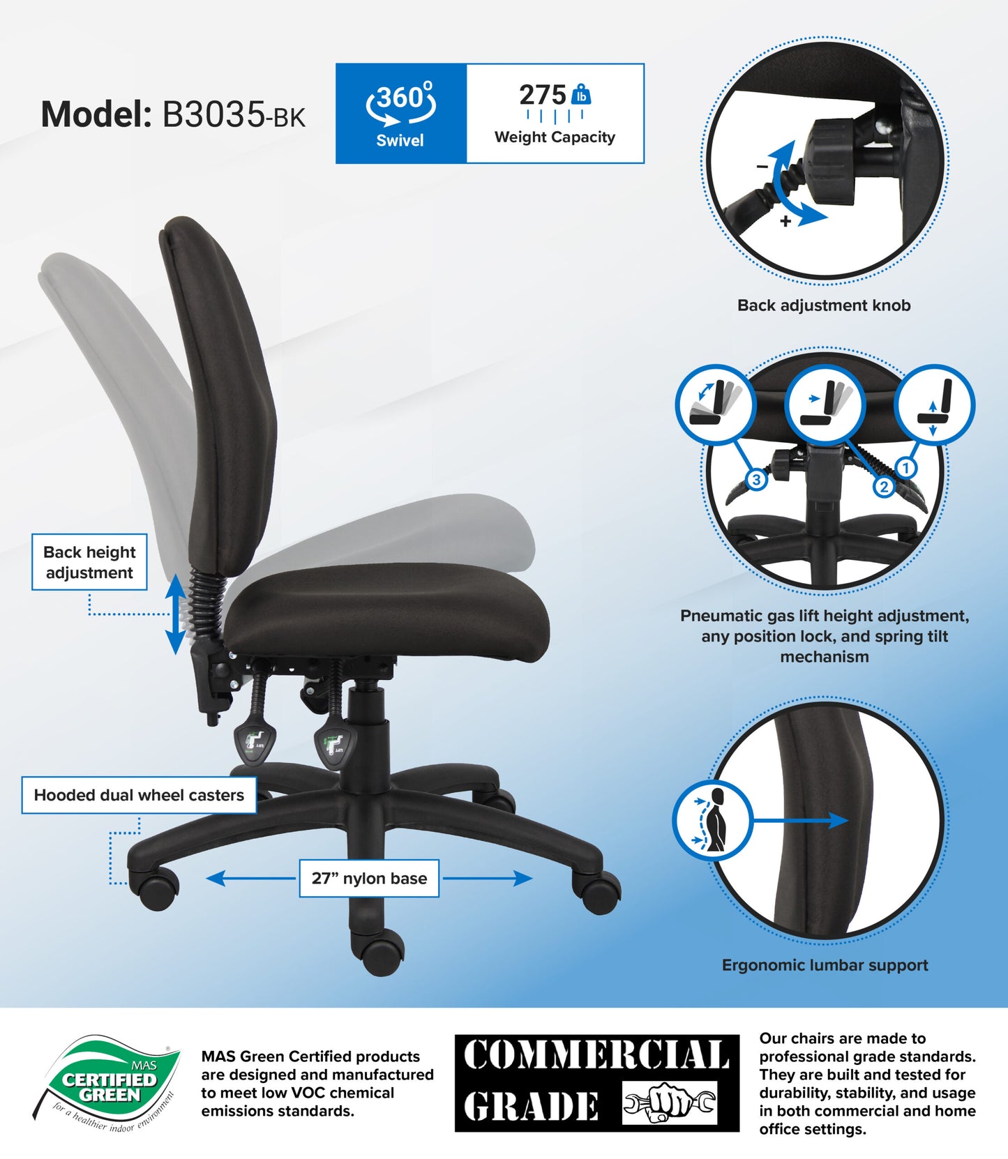 Boss Multi-Function Fabric Task Chair