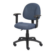 Boss Perfect Posture Deluxe Office Task Chair with Adjustable Arms, Blue