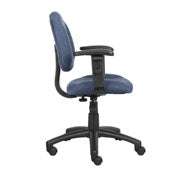 Boss Perfect Posture Deluxe Office Task Chair with Adjustable Arms, Blue