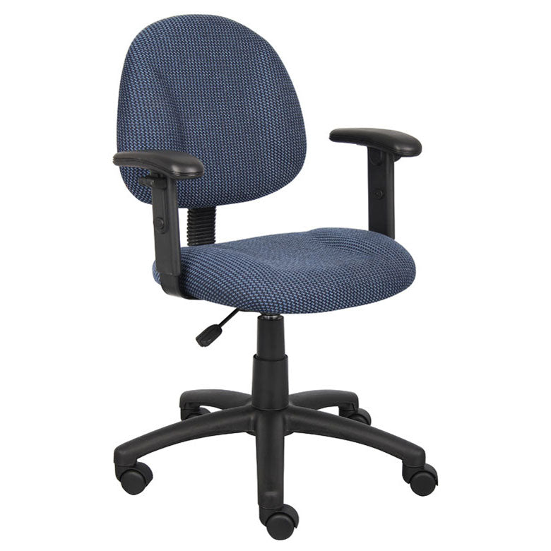 Boss Perfect Posture Deluxe Office Task Chair with Adjustable Arms, Blue