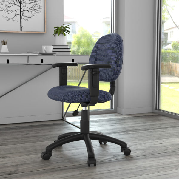 Boss Perfect Posture Deluxe Office Task Chair with Adjustable Arms, Blue