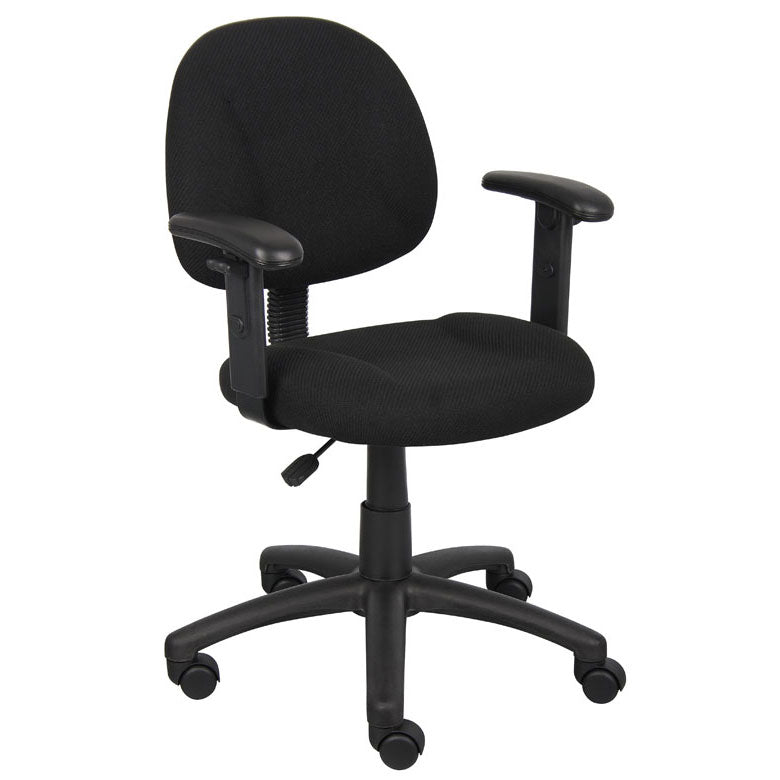 Boss Perfect Posture Deluxe Office Task Chair with Adjustable Arms, Blue