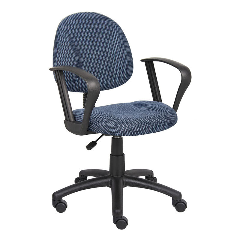 Boss Perfect Posture Deluxe Office Task Chair with Loop Arms, Blue