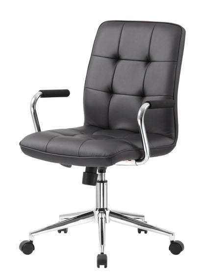 Modern Office Chair w/Chrome Arms-Black