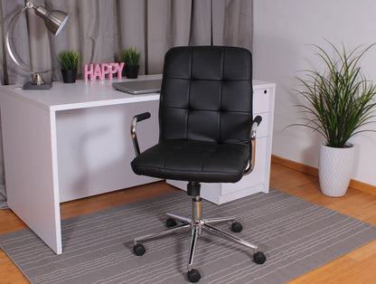 Modern Office Chair w/Chrome Arms-Black