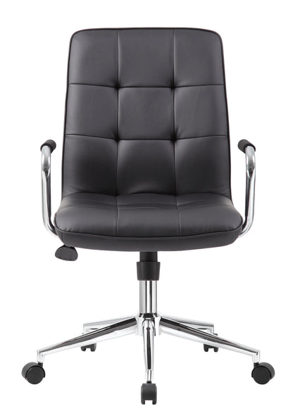 Modern Office Chair w/Chrome Arms-Black