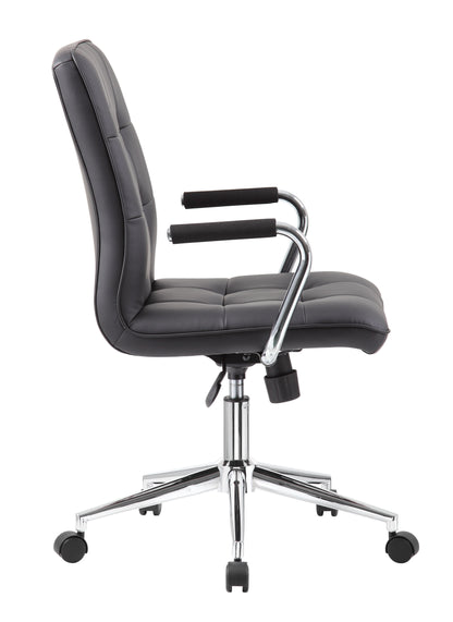 Modern Office Chair w/Chrome Arms-Black