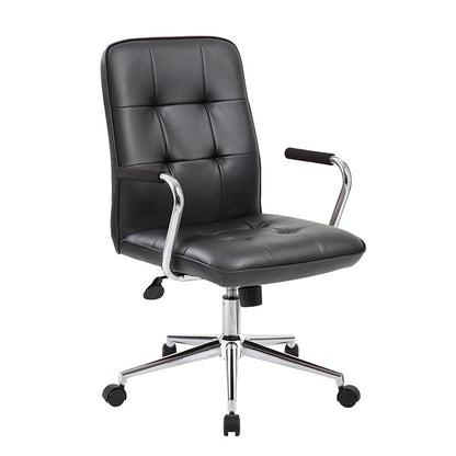 Modern Office Chair w/Chrome Arms-Black