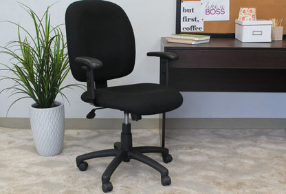 Boss Black Fabric Task Chair W/ Adjustable Arms