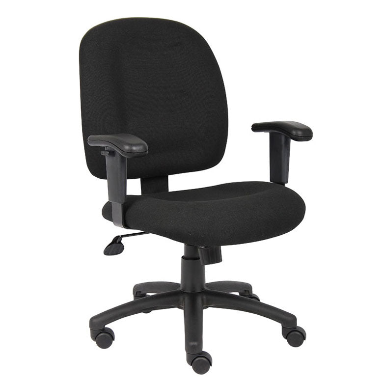 Boss Black Fabric Task Chair W/ Adjustable Arms