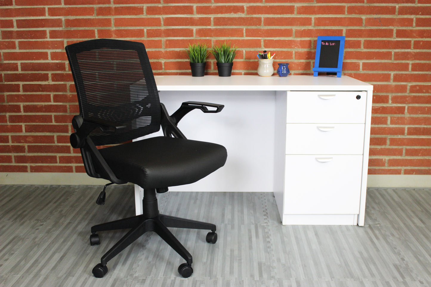 Boss Black Flip Arm Mesh Task Chair