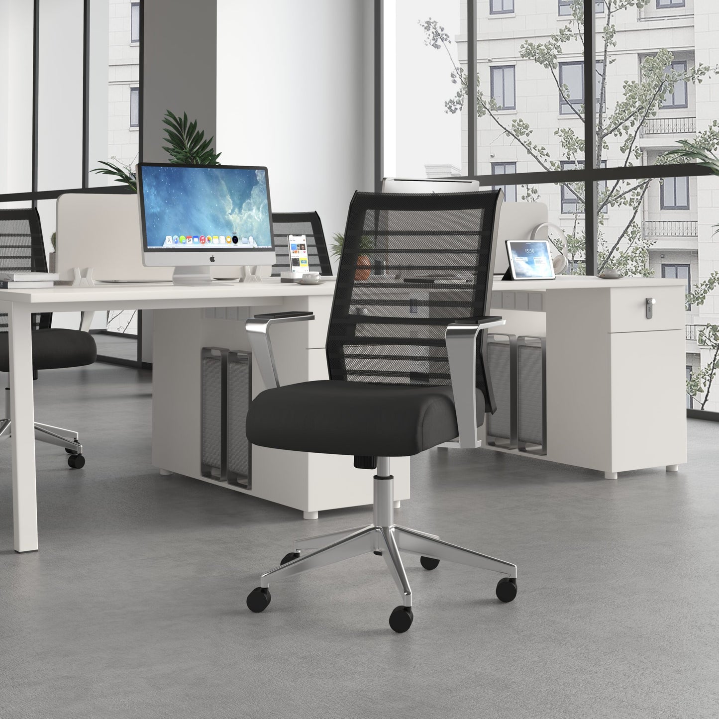 Boss Horizontal Mesh Back Task Chair, Aluminum Arms/Base