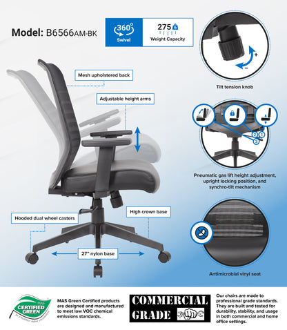 Boss Horizontal Mesh Back + Antimicrobial Seat Task Chair