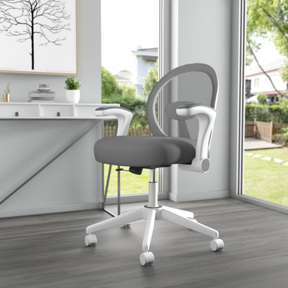 Boss Grey Mesh, Flip Arm, Task Chair, White Frame