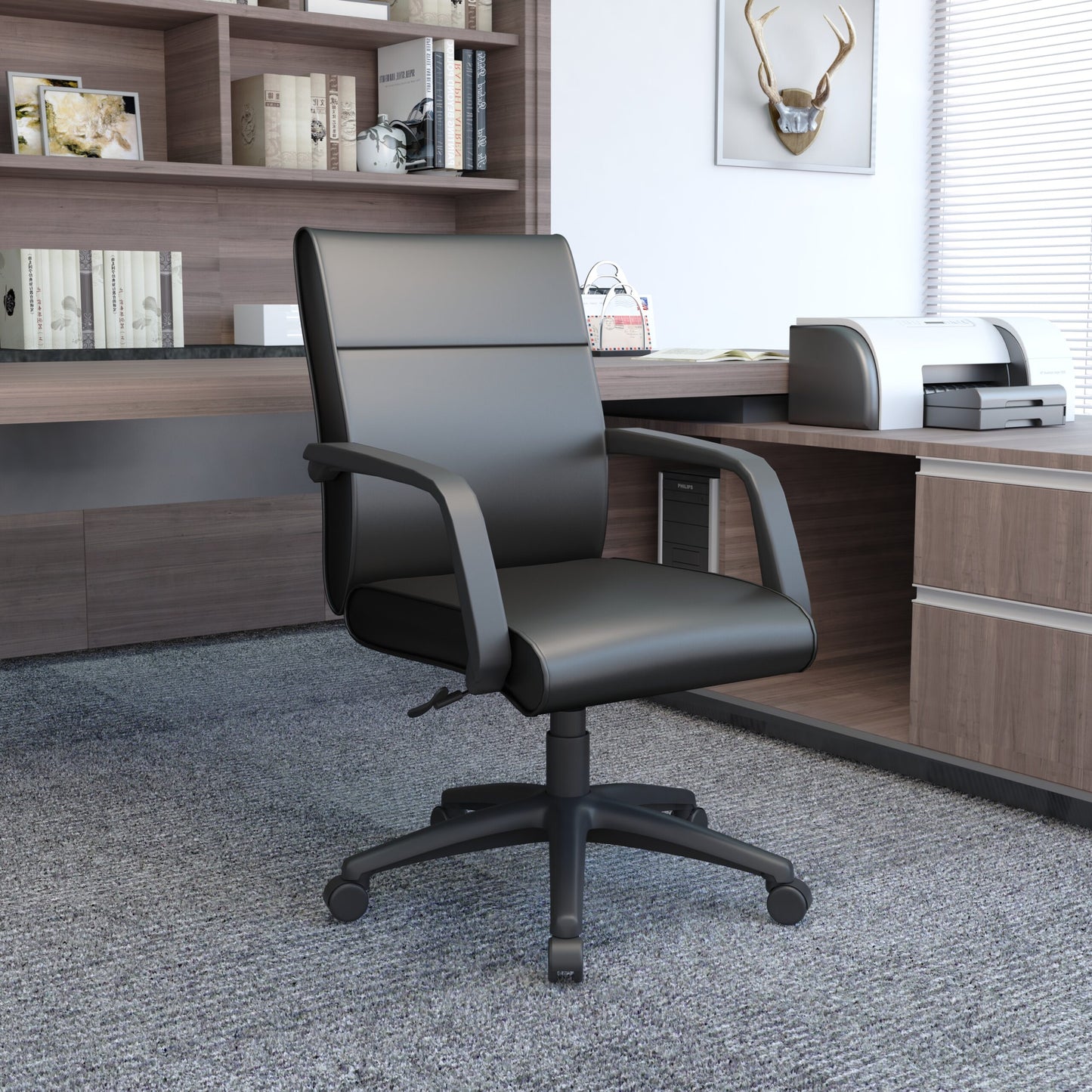 Boss Mid Back Executive Chair In LeatherPlus