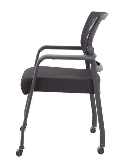 Boss Linear Mesh 4-Legged Guest Chair w/ Casters