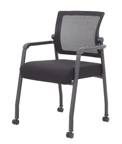 Boss Linear Mesh 4-Legged Guest Chair w/ Casters