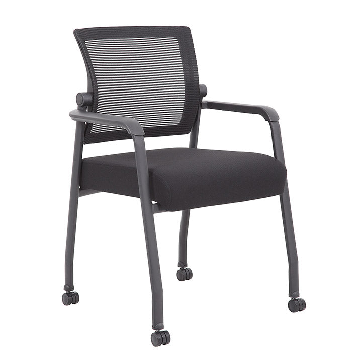 Boss Linear Mesh 4-Legged Guest Chair w/ Casters