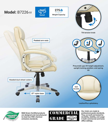 Boss Modern Mid Back Executive Chair, Ivory