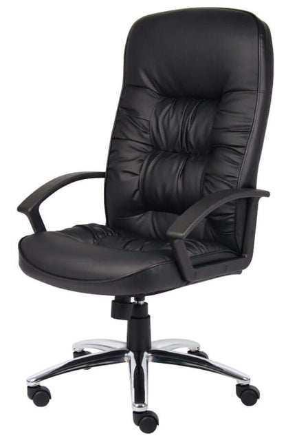 Boss High Back LeatherPlus Chair W/ Chrome Base