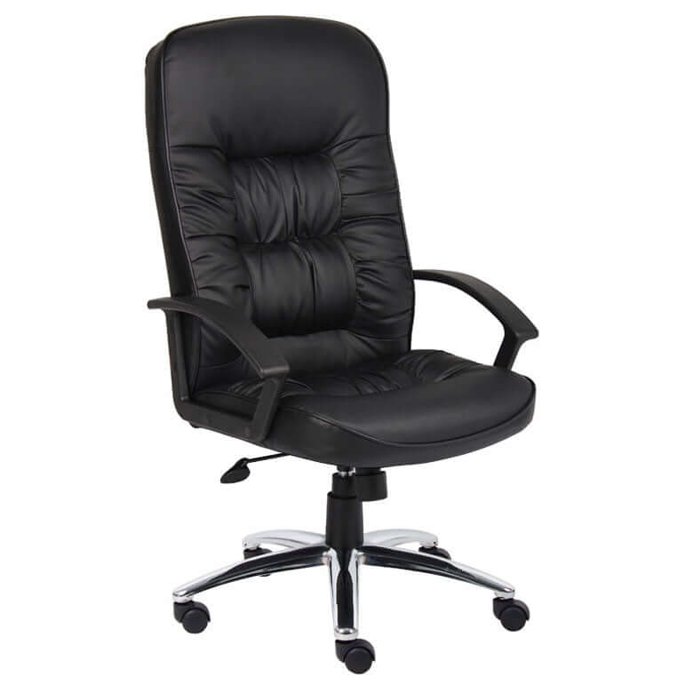 Boss High Back LeatherPlus Chair W/ Chrome Base