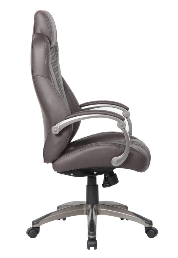 Boss Hinged Arm Executive Chair With Synchro-Tilt, Brown