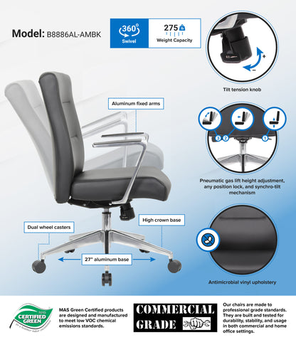 Boss Modern Conference Chair with Aluminum Arm & Base