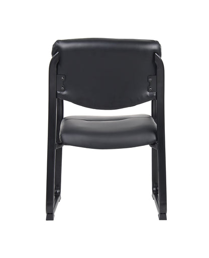 Boss Leather Sled Base Side Chair W/ Arms