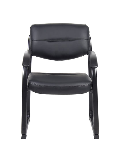 Boss Leather Sled Base Side Chair W/ Arms