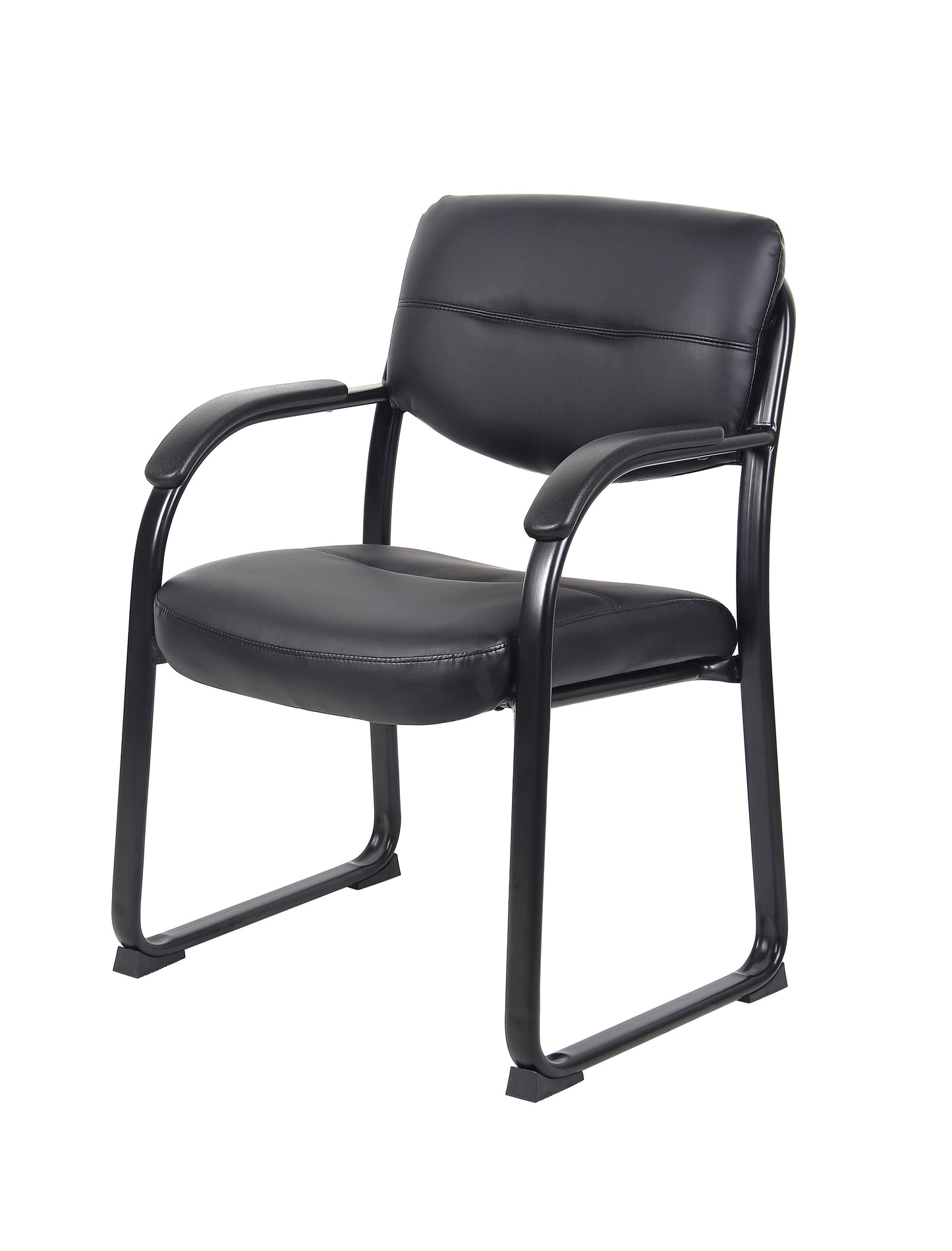 Boss Leather Sled Base Side Chair W/ Arms