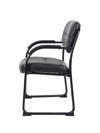 Boss Leather Sled Base Side Chair W/ Arms