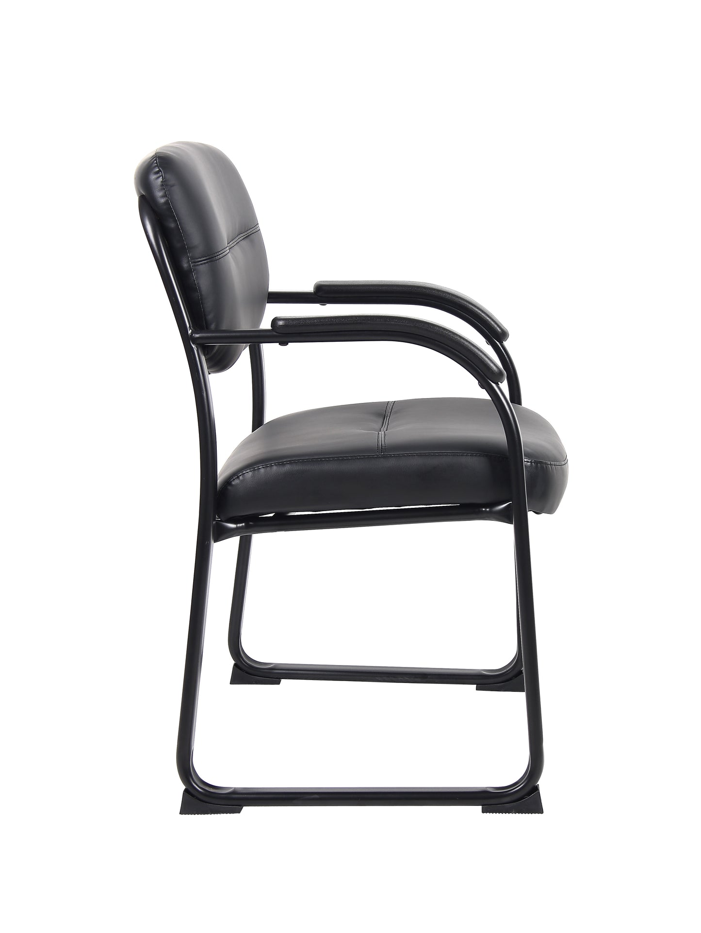 Boss Leather Sled Base Side Chair W/ Arms