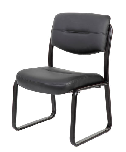 Boss Leather Sled Base Side Chair