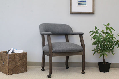 Boss Modern Captain’s guest, accent or dining chair in Slate Grade Commercial Grade Linen With Casters