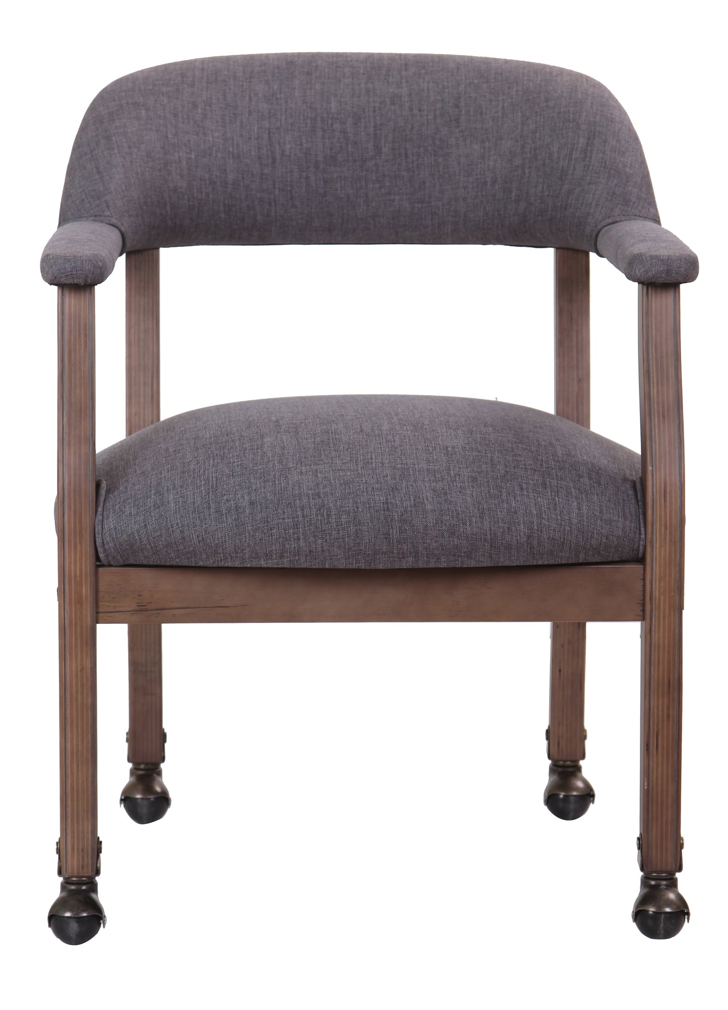 Boss Modern Captain’s guest, accent or dining chair in Slate Grade Commercial Grade Linen With Casters