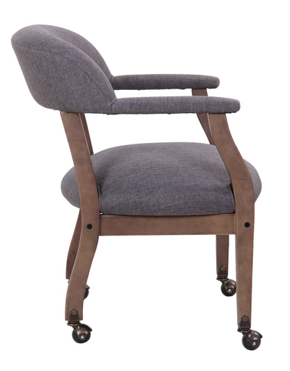 Boss Modern Captain’s guest, accent or dining chair in Slate Grade Commercial Grade Linen With Casters